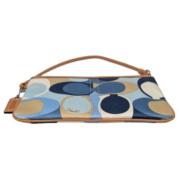 COACH Signature Scarf Print Large Wristlet Multicolor Canvas Wallet Clutch Bag - Picture 6 of 12